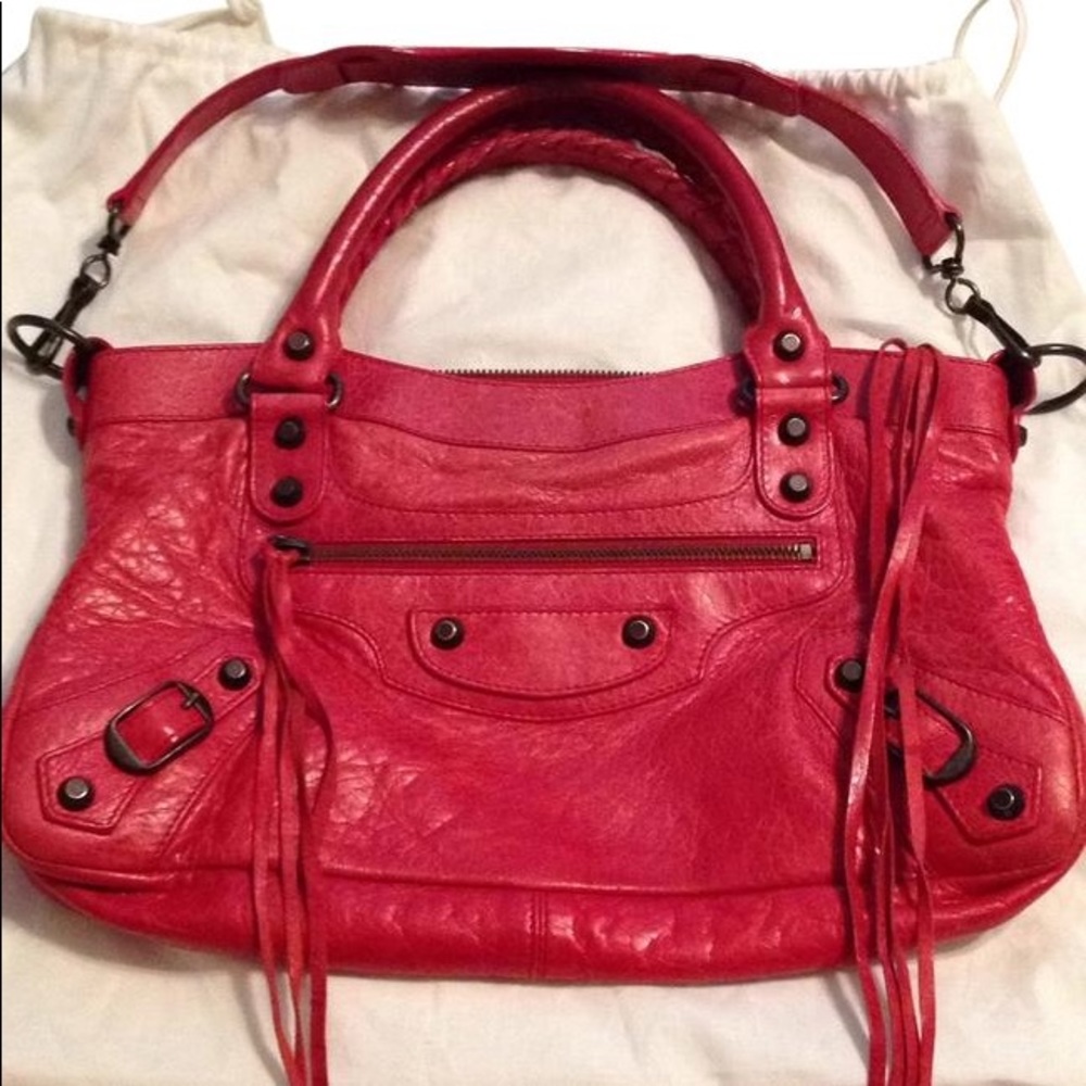 Balenciaga The First red leather shoulder bag